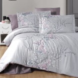 Единичен спален комплект памучен сатен - ВИСТЕРИЯ лила